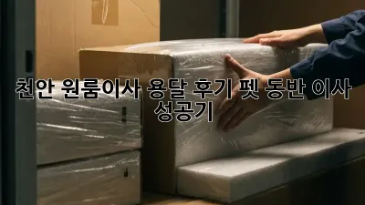 천안 원룸이사 용달 후기: 펫 동반 이사 성공기!